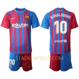 Virallinen pelipaita FC Barcelona Ronaldinho 10 Koti 2021-22 Lyhythihainen - Lasten( + Lyhyet housut )